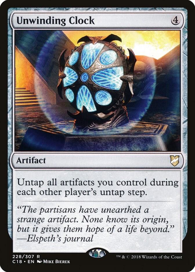 Unwinding Clock 228 card from Commander 2018
