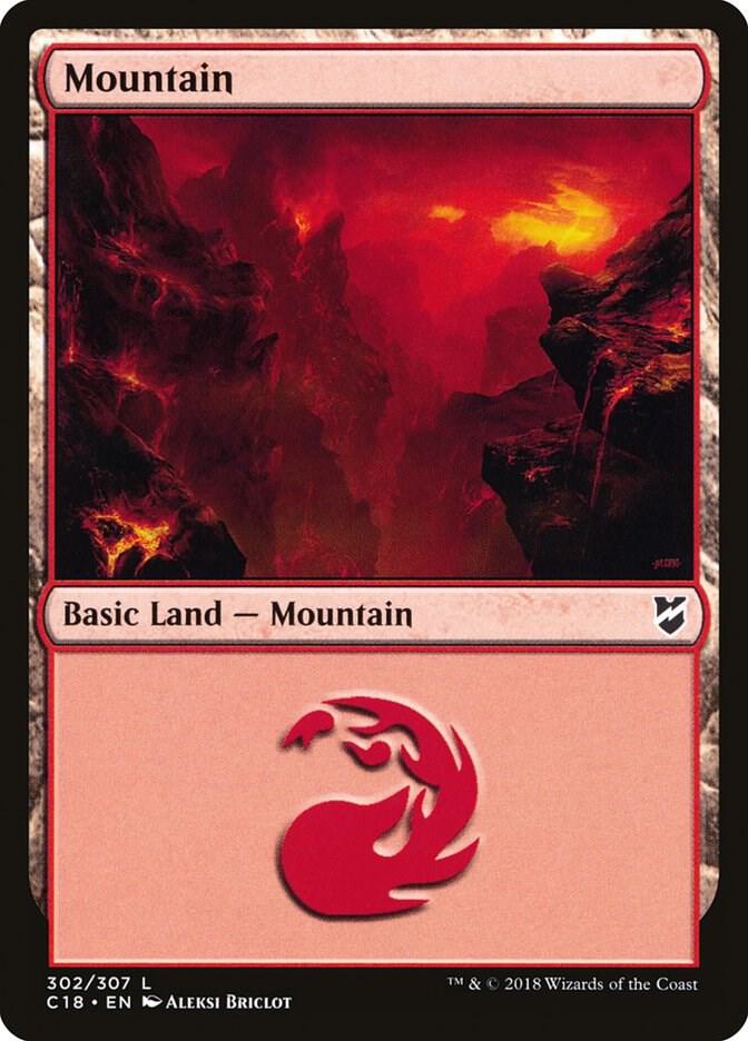 Mountain 302 card from Commander 2018