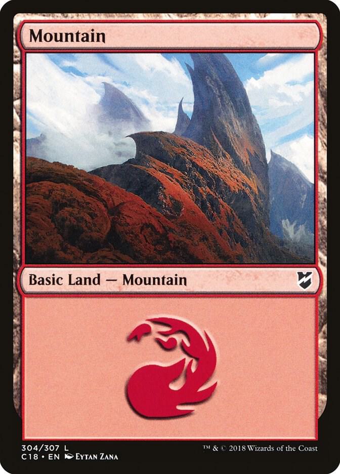 Mountain 304 card from Commander 2018