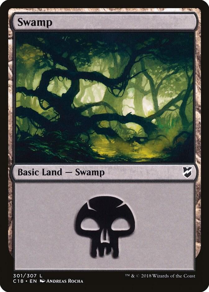 Swamp 301 card from Commander 2018