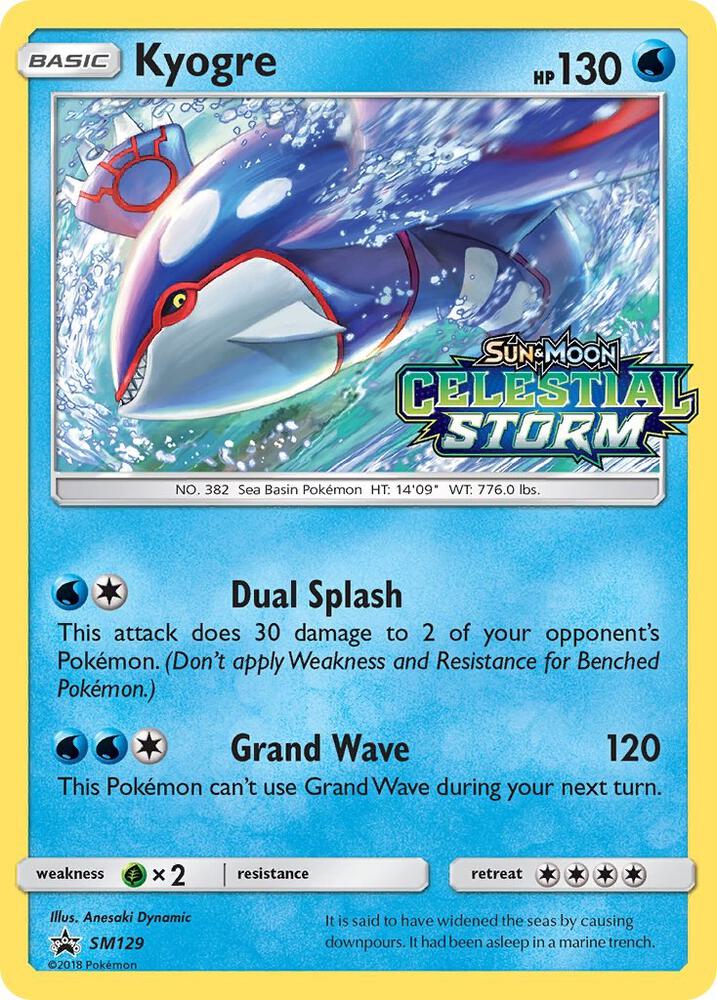 Kyogre (Prerelease) SM129 card from SM Promos