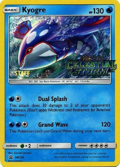 Kyogre (Prerelease) [Staff] SM129 card from SM Promos