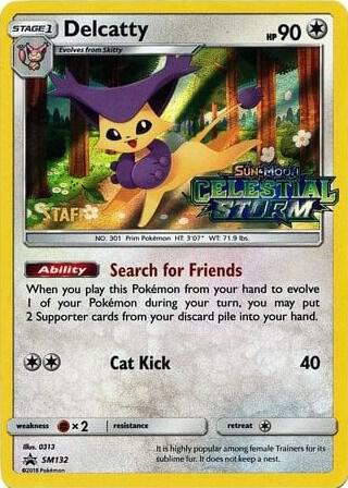 Delcatty (Prerelease) [Staff] SM132 card from SM Promos