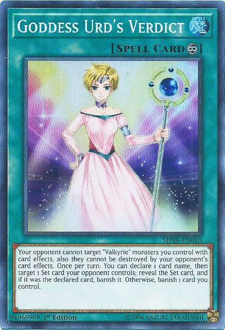 Goddess Urd's Verdict SHVA-EN010 card from Shadows in Valhalla