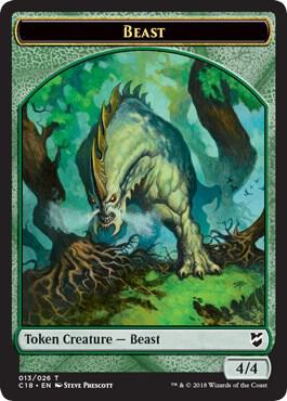 Beast (013) // Plant Double-Sided Token 13 // 17 card from Commander 2018