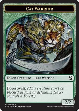 Cat Warrior // Worm Double-Sided Token 15 // 18 card from Commander 2018