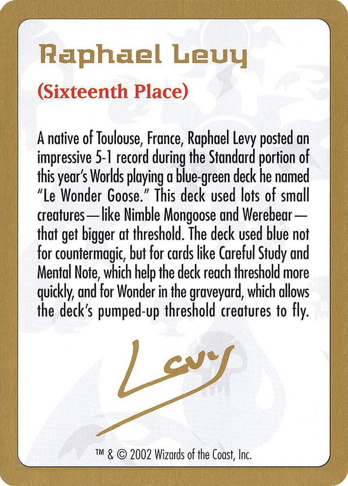 2002 Raphael Levy Biography Card card from World Championship Decks