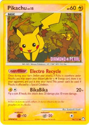 Pikachu - 94/123 (Diamond & Pearl) 094/123 card from Burger King Promos