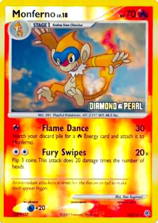 Monferno - 56/130 [Diamond & Pearl] 056/130 card from Burger King Promos