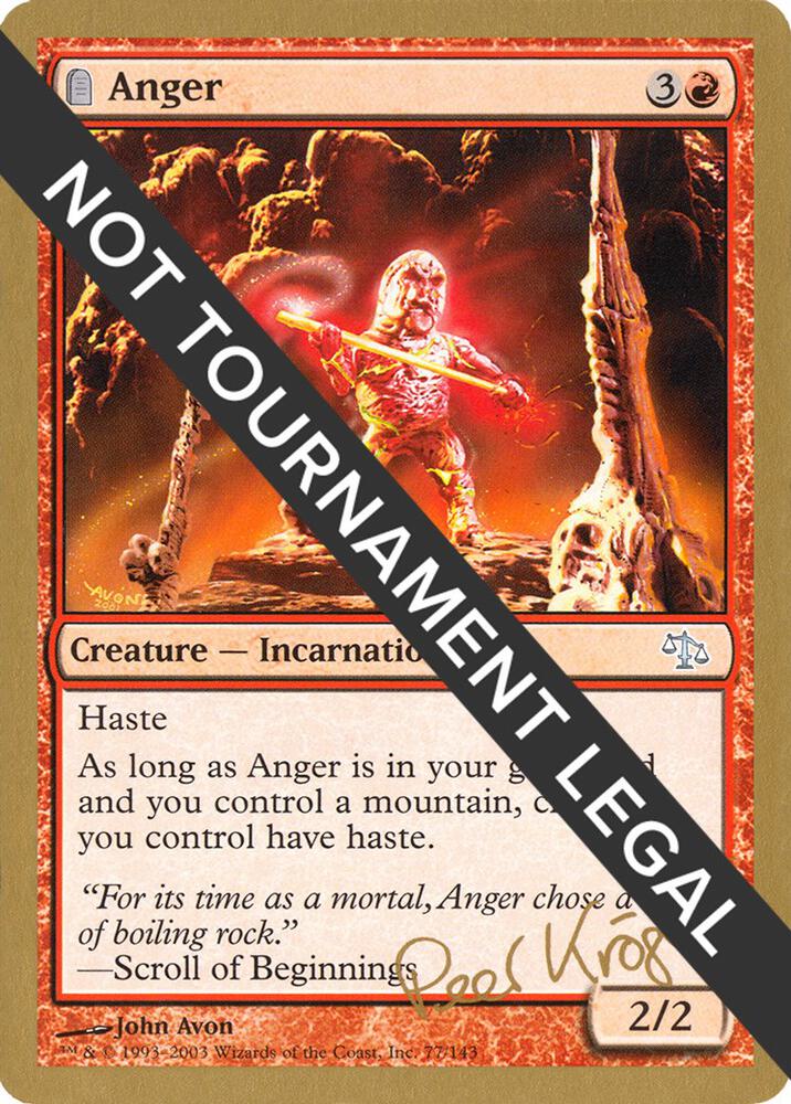 Anger - 2003 Peer Kroger (JUD) card from World Championship Decks