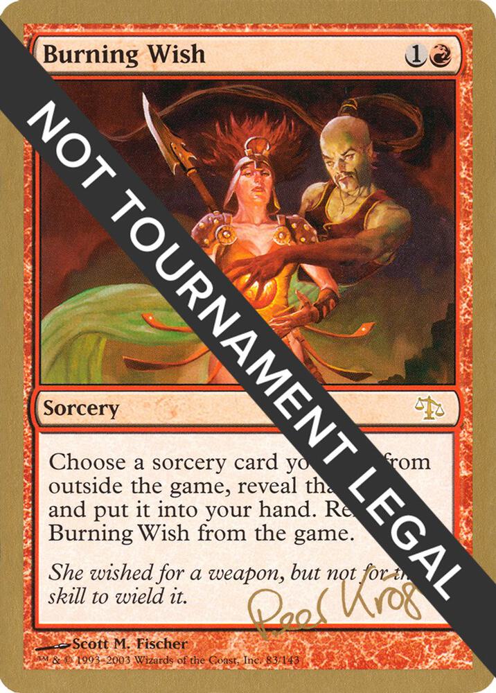 Burning Wish - 2003 Peer Kroger (JUD) card from World Championship Decks