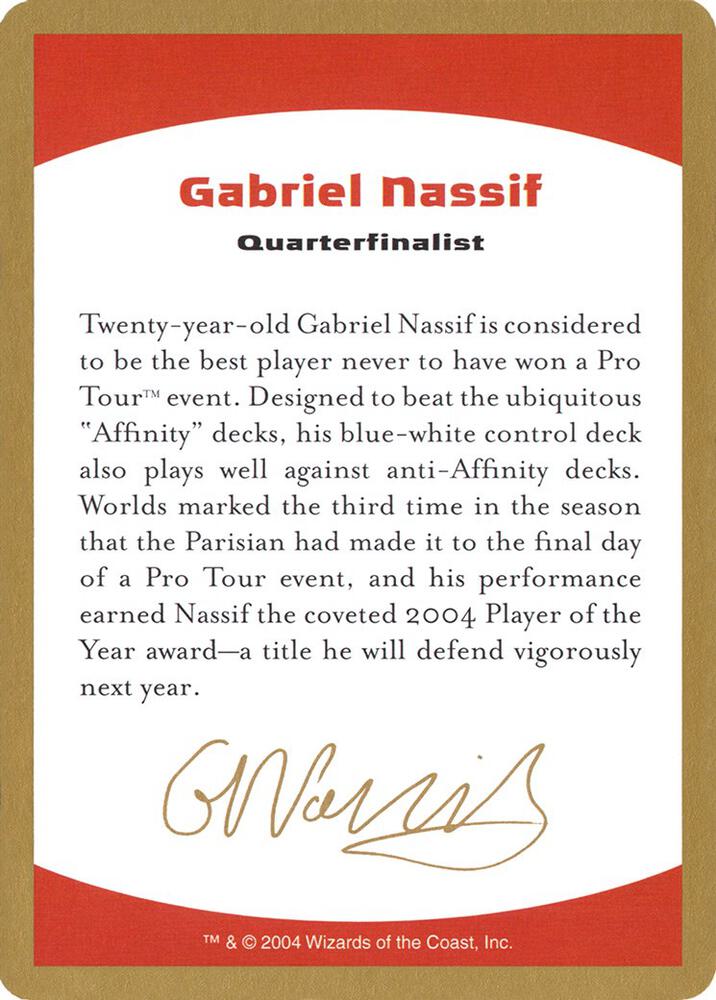2004 Gabriel Nassif Biography Card card from World Championship Decks