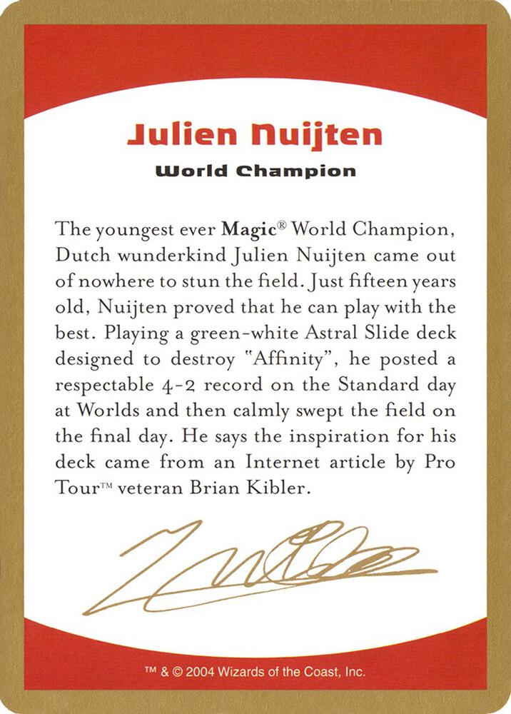 2004 Julien Nuijten Biography Card card from World Championship Decks