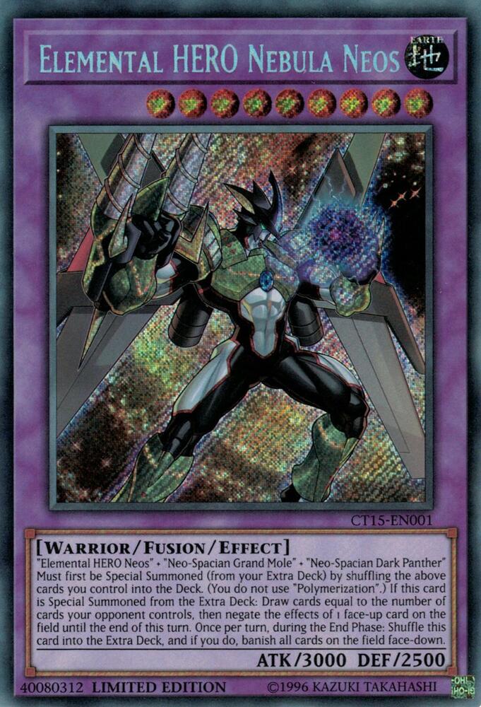 Elemental HERO Nebula Neos CT15-EN001 card from 2018 Mega-Tins