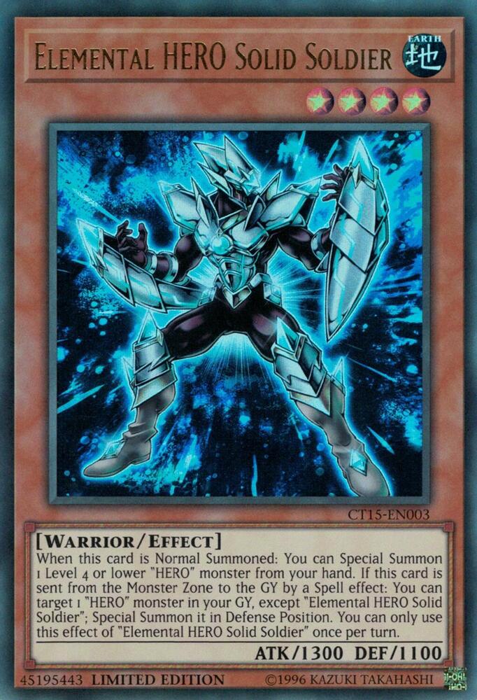 Elemental HERO Solid Soldier CT15-EN003 card from 2018 Mega-Tins