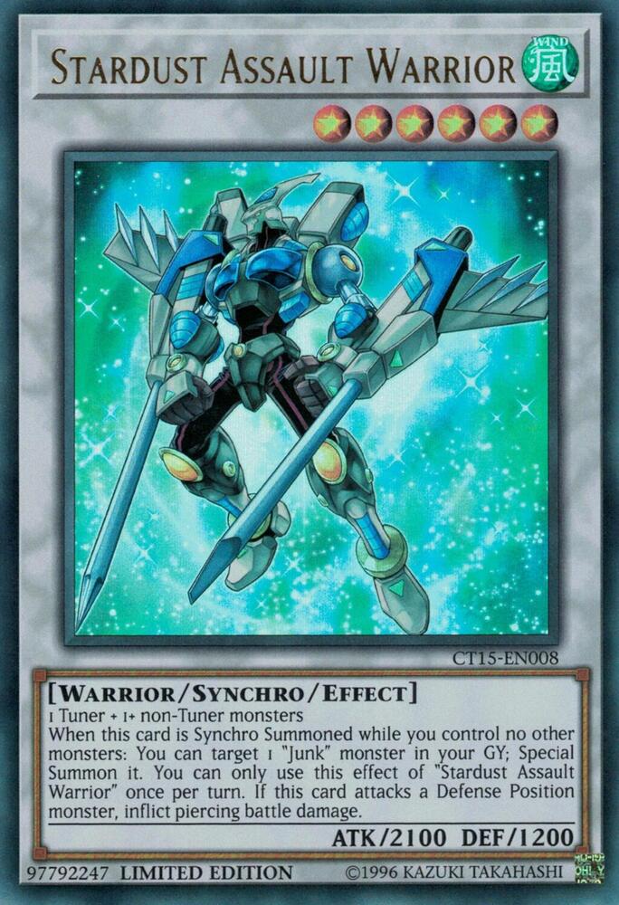 Stardust Assault Warrior CT15-EN008 card from 2018 Mega-Tins