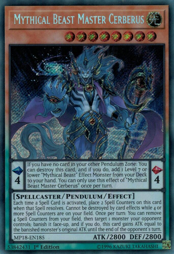 Mythical Beast Master Cerberus MP18-EN185 card from 2018 Mega-Tins Mega Pack