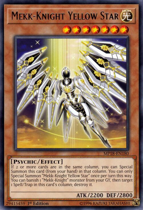 Mekk-Knight Yellow Star MP18-EN180 card from 2018 Mega-Tins Mega Pack