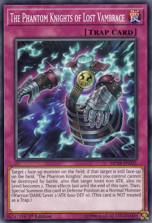 The Phantom Knights of Lost Vambrace MP18-EN021 card from 2018 Mega-Tins Mega Pack