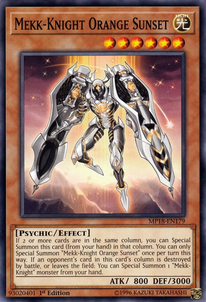 Mekk-Knight Orange Sunset MP18-EN179 card from 2018 Mega-Tins Mega Pack
