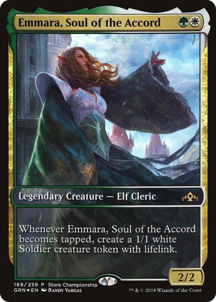 Emmara, Soul of the Accord 168 card from Game Day & Store Championship Promos