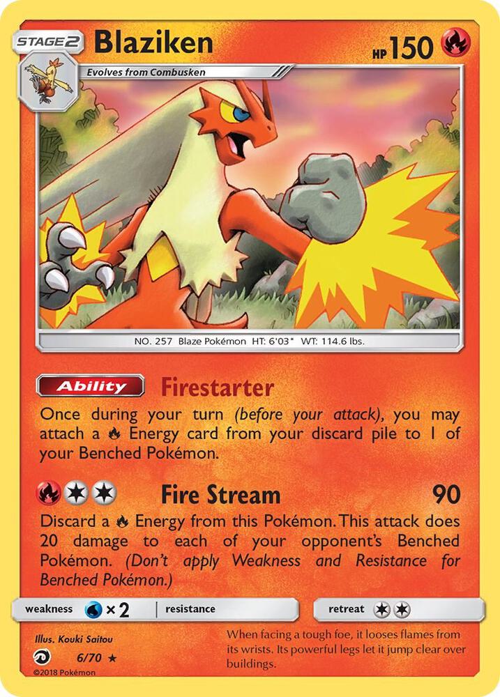 Blaziken 6/70 card from Dragon Majesty
