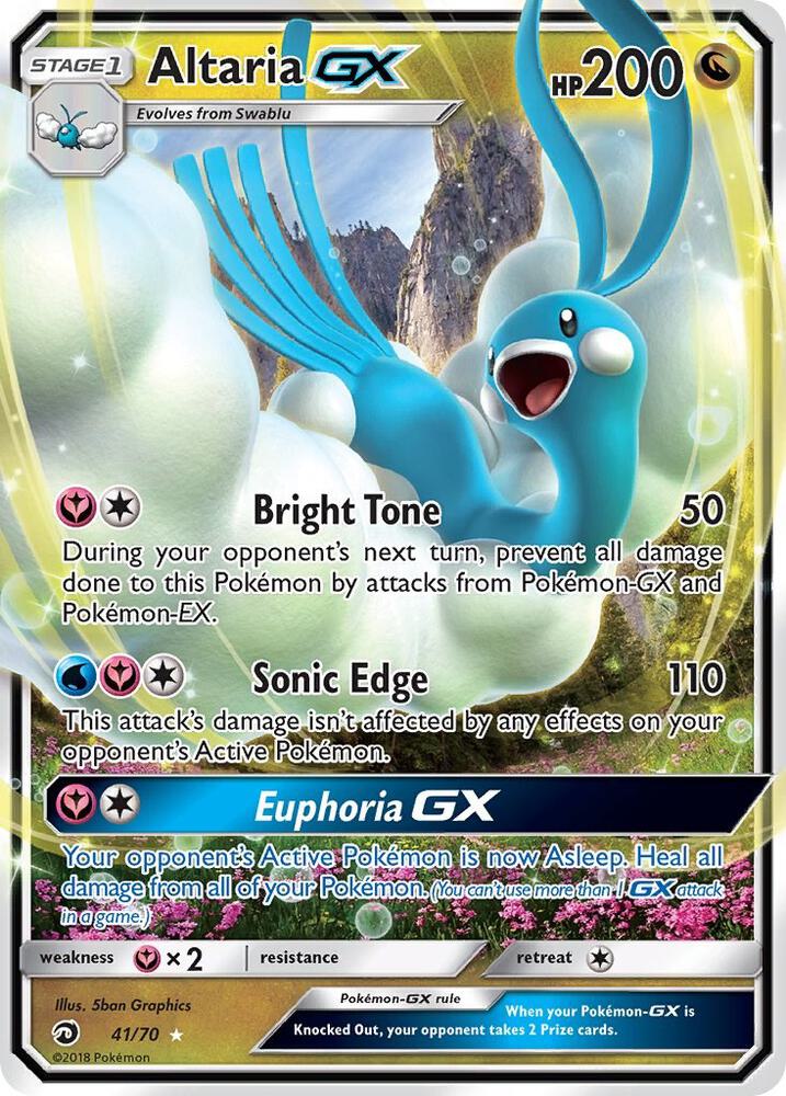 Altaria GX 41/70 card from Dragon Majesty