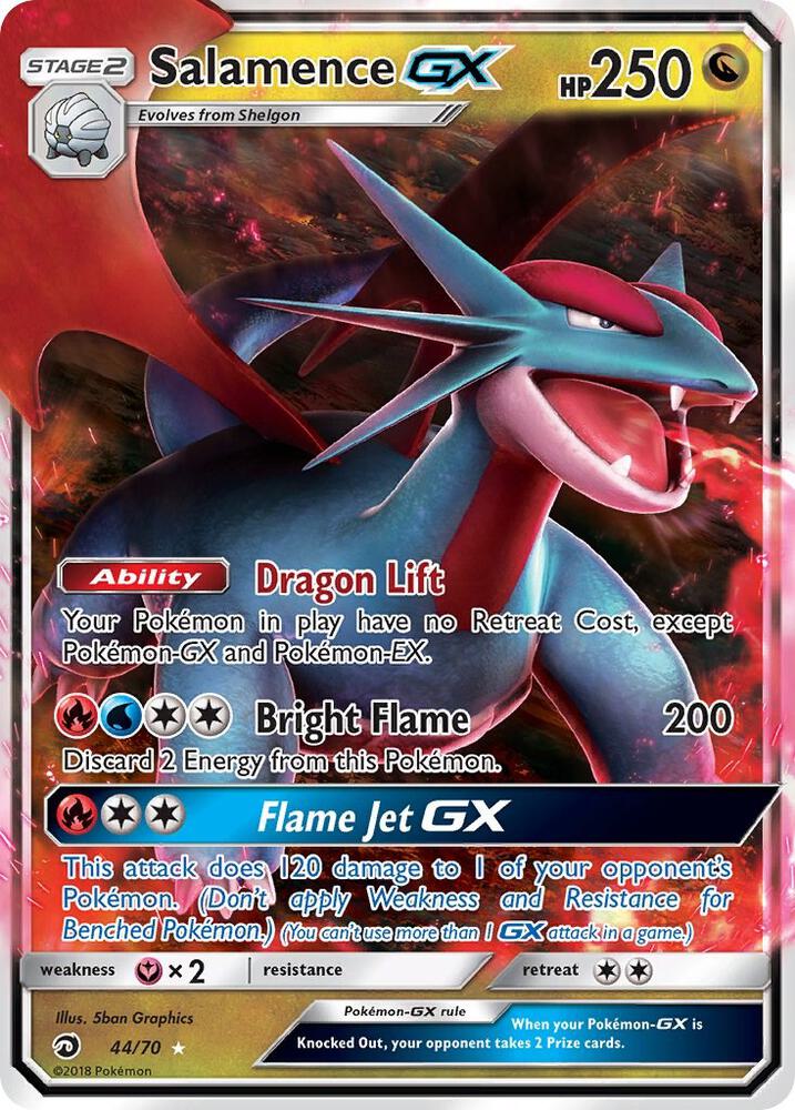 Salamence GX 44/70 card from Dragon Majesty