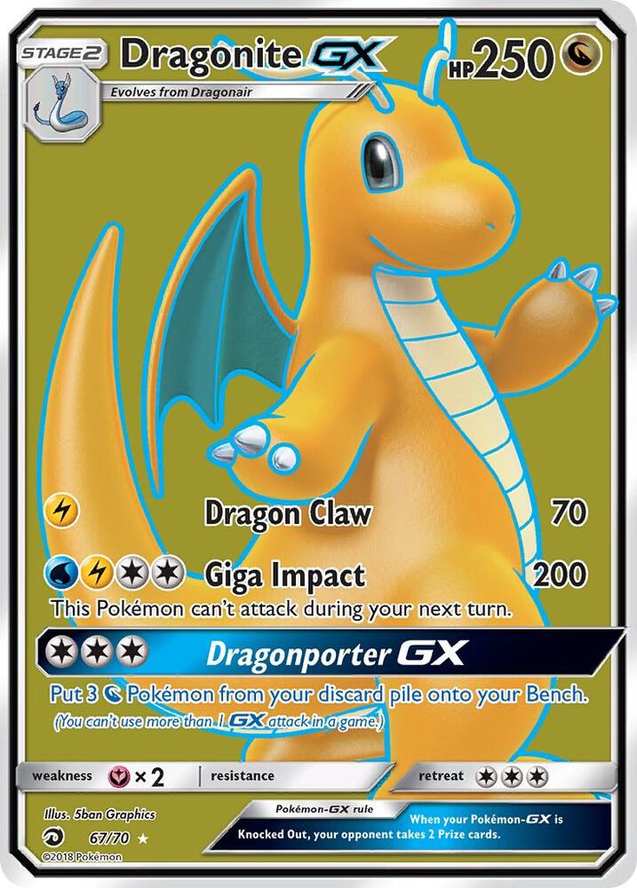 Dragonite GX (Full Art) 67/70 card from Dragon Majesty