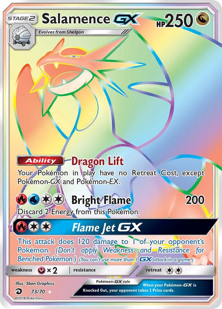 Salamence GX (Secret) 73/70 card from Dragon Majesty