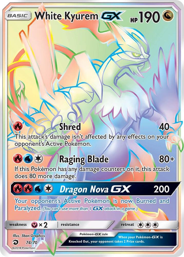 White Kyurem GX (Secret) 74/70 card from Dragon Majesty
