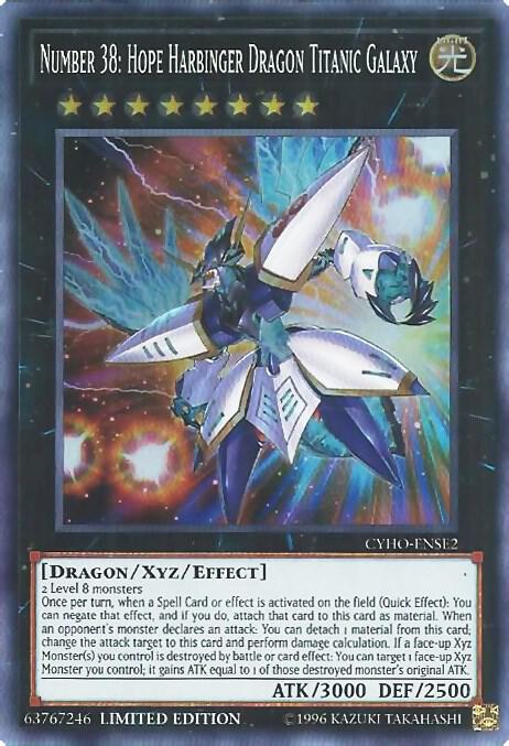 Number 38: Hope Harbinger Dragon Titanic Galaxy CYHO-ENSE2 card from Cybernetic Horizon
