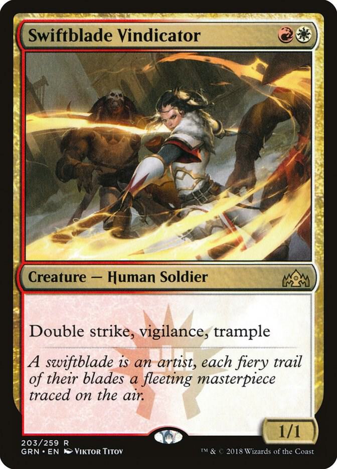 Swiftblade Vindicator 203 card from Guilds of Ravnica