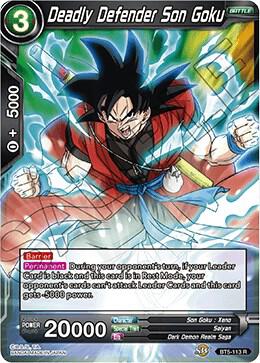 Deadly Defender Son Goku BT5-113 card from Miraculous Revival