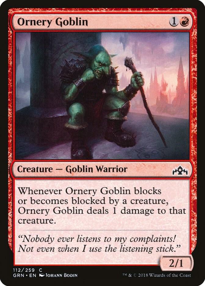Ornery Goblin 112 card from Guilds of Ravnica