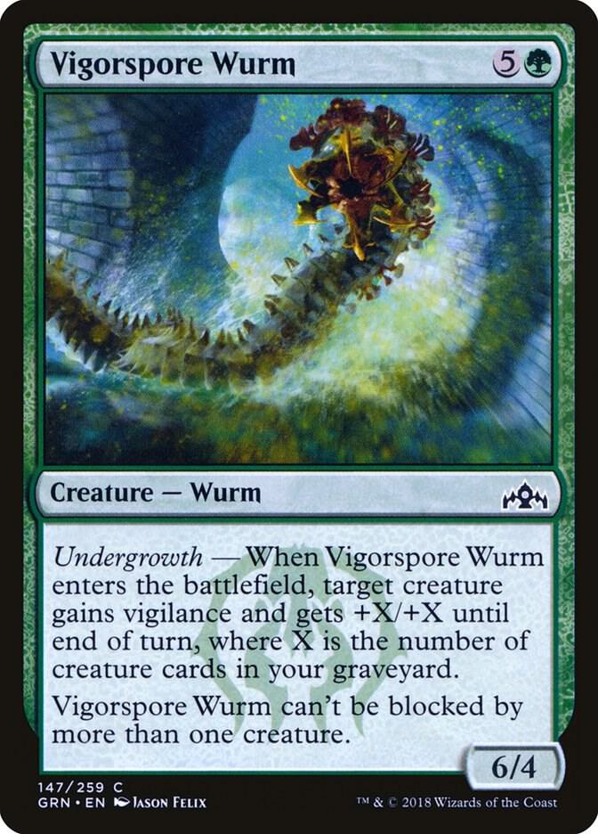 Vigorspore Wurm 147 card from Guilds of Ravnica