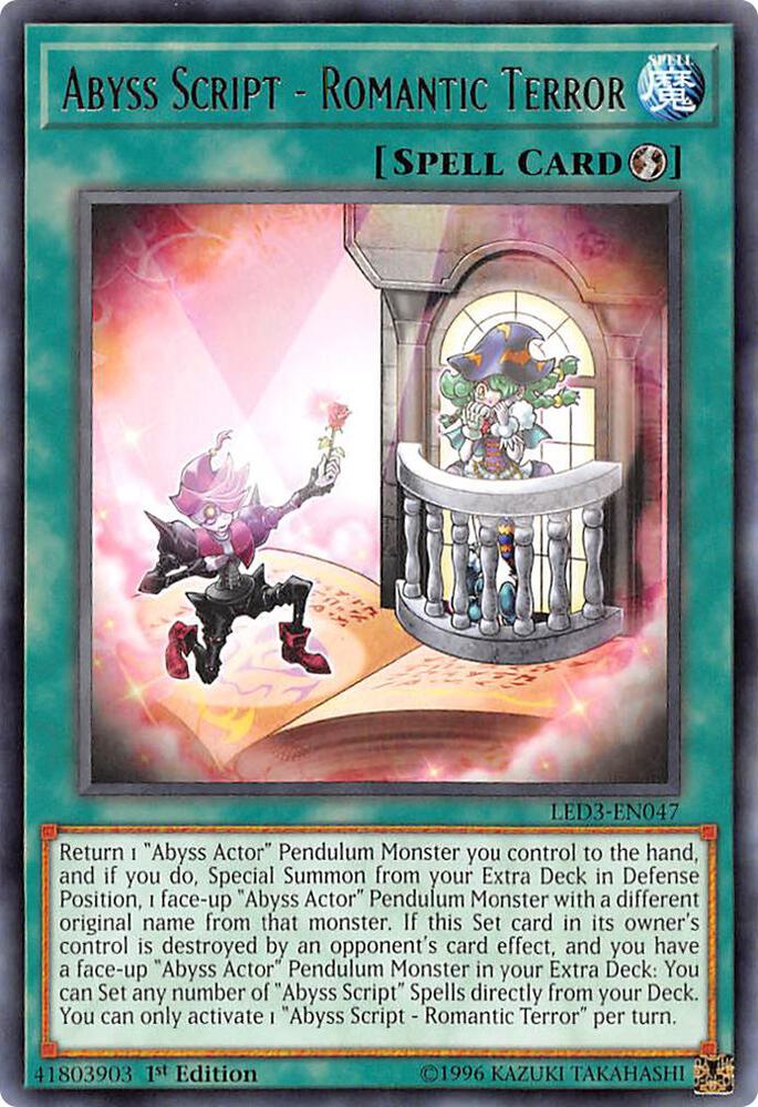 Abyss Script - Romantic Terror LED3-EN047 card from Legendary Duelists: White Dragon Abyss