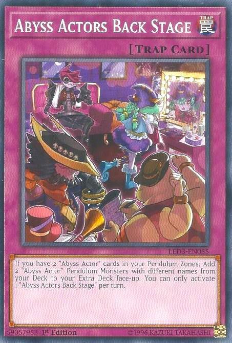 Abyss Actors Back Stage LED3-EN055 card from Legendary Duelists: White Dragon Abyss