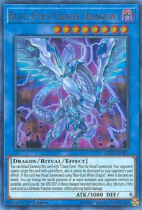 Blue-Eyes Chaos Dragon LED3-EN001 card from Legendary Duelists: White Dragon Abyss