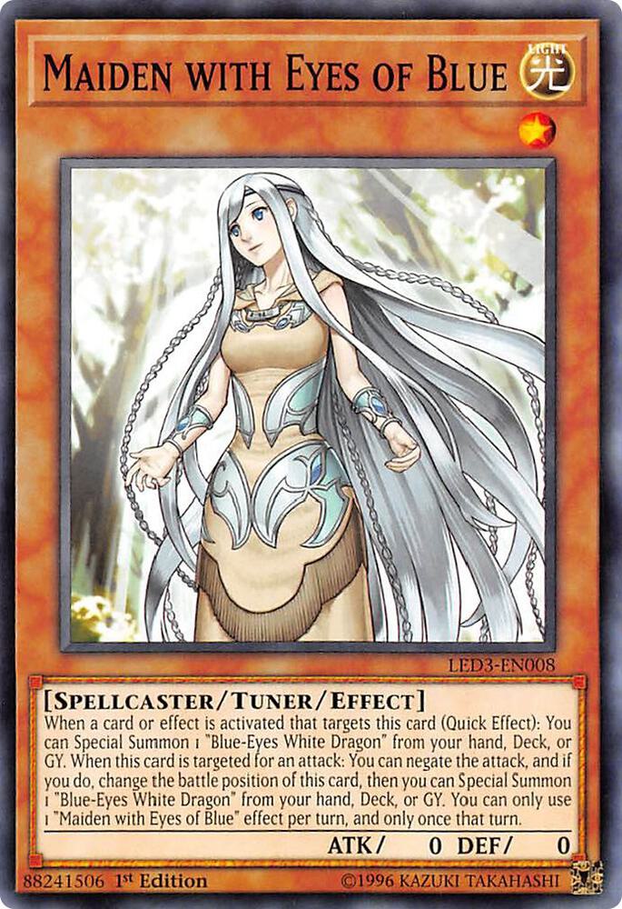 Maiden with Eyes of Blue LED3-EN008 card from Legendary Duelists: White Dragon Abyss