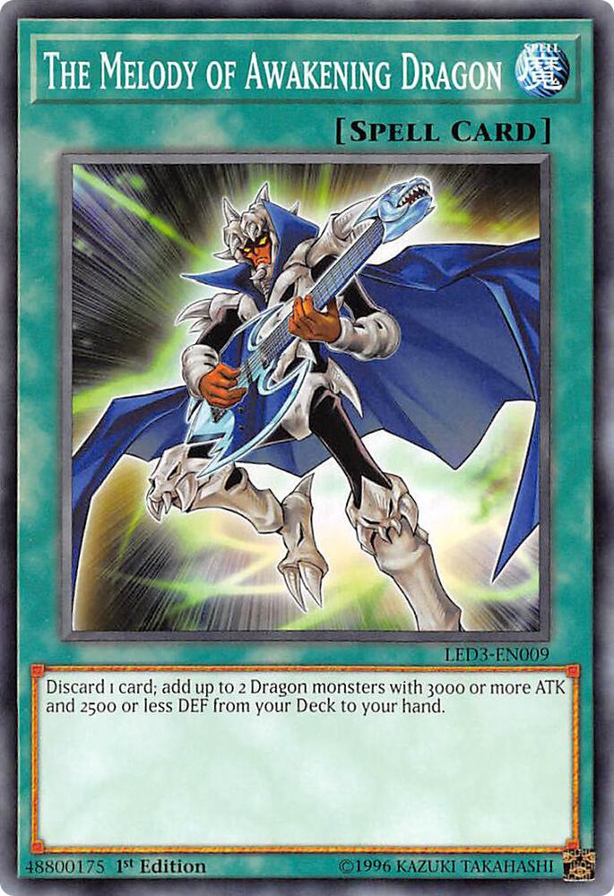 The Melody of Awakening Dragon LED3-EN009 card from Legendary Duelists: White Dragon Abyss