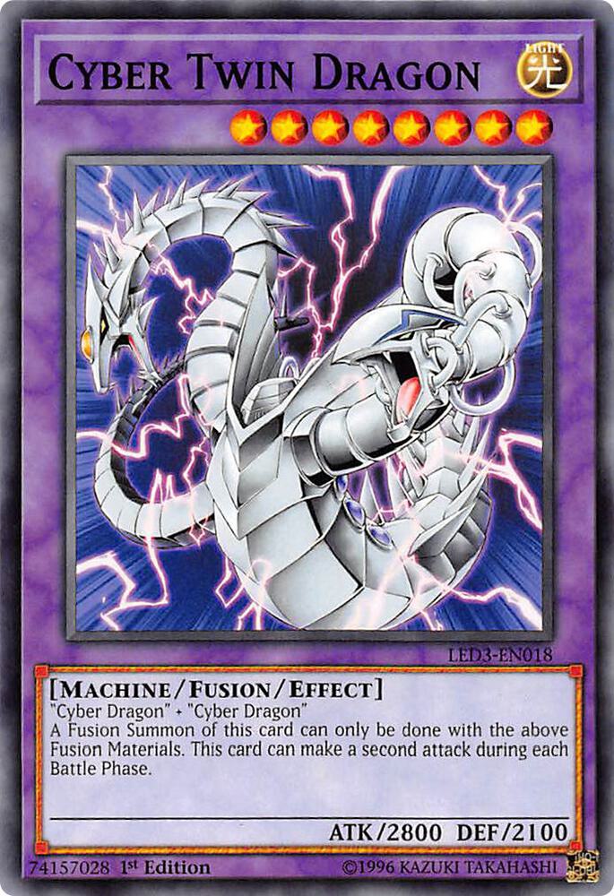 Cyber Twin Dragon LED3-EN018 card from Legendary Duelists: White Dragon Abyss