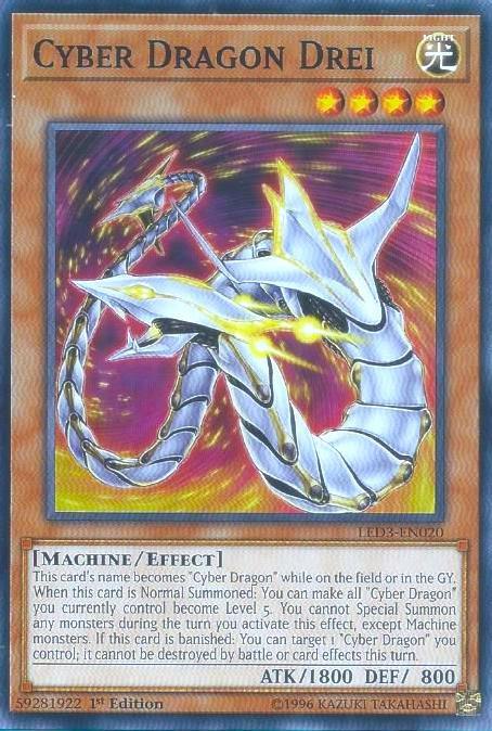Cyber Dragon Drei LED3-EN020 card from Legendary Duelists: White Dragon Abyss