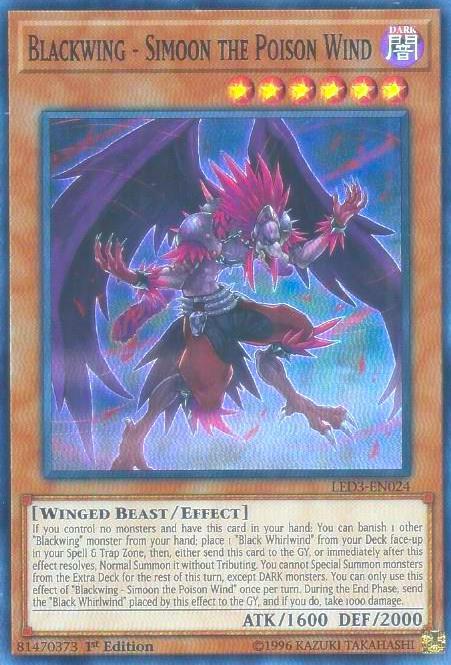 Blackwing - Simoon the Poison Wind LED3-EN024 card from Legendary Duelists: White Dragon Abyss