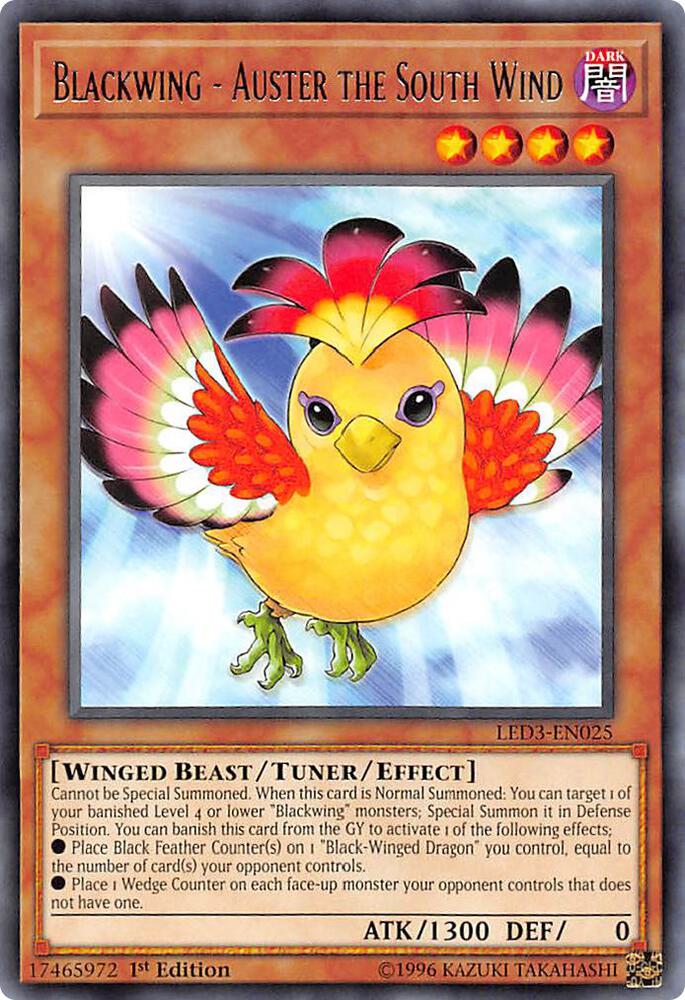 Blackwing - Auster the South Wind LED3-EN025 card from Legendary Duelists: White Dragon Abyss