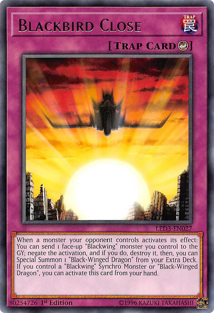 Blackbird Close LED3-EN027 card from Legendary Duelists: White Dragon Abyss