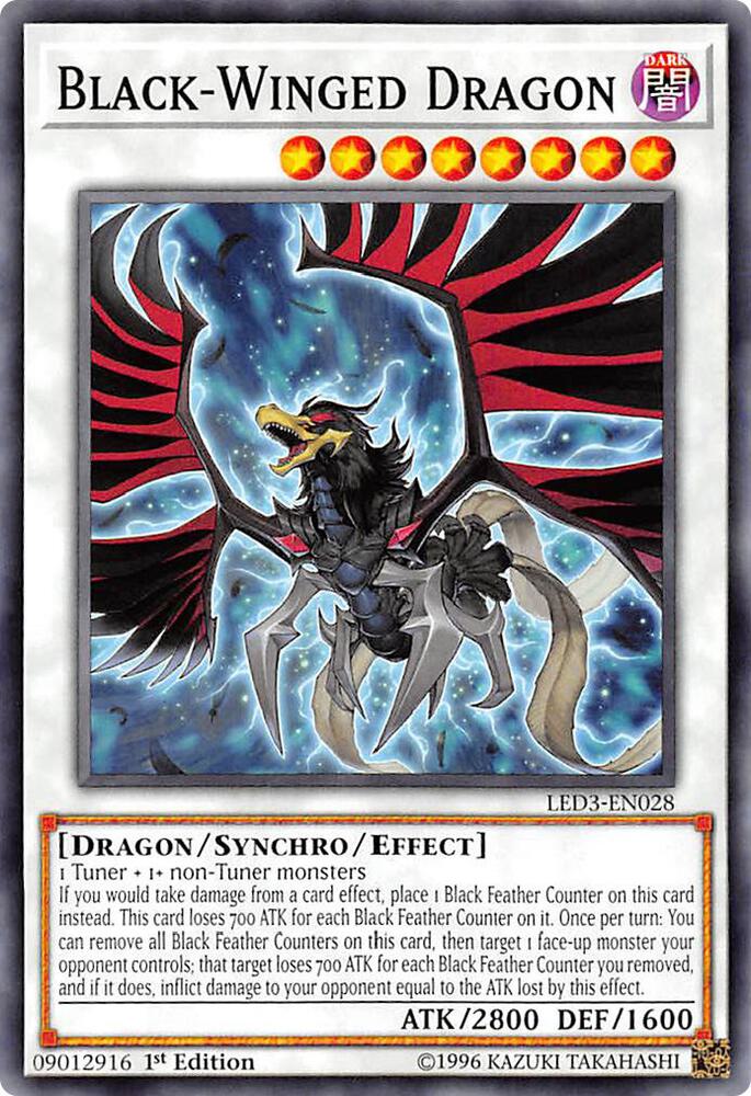 Black-Winged Dragon LED3-EN028 card from Legendary Duelists: White Dragon Abyss