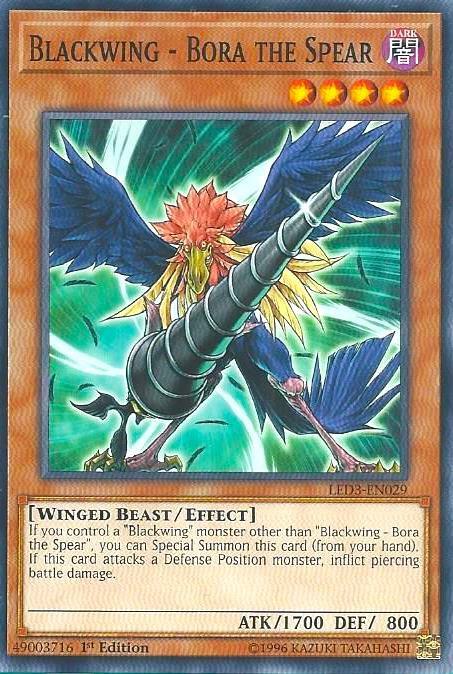 Blackwing - Bora the Spear LED3-EN029 card from Legendary Duelists: White Dragon Abyss