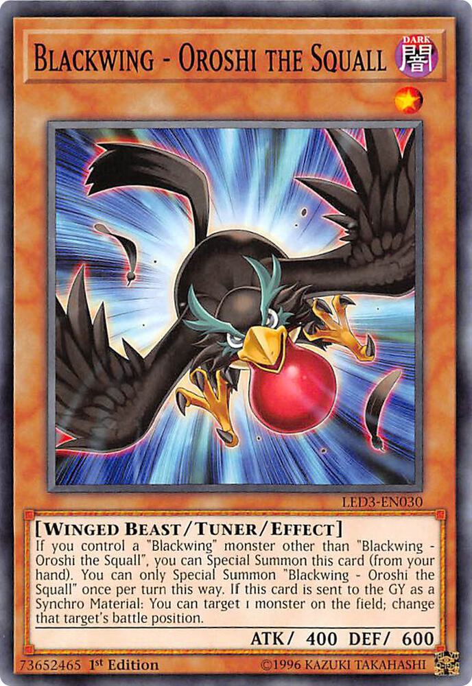Blackwing - Oroshi the Squall LED3-EN030 card from Legendary Duelists: White Dragon Abyss