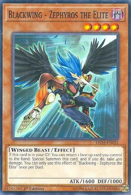 Blackwing - Zephyros the Elite LED3-EN031 card from Legendary Duelists: White Dragon Abyss